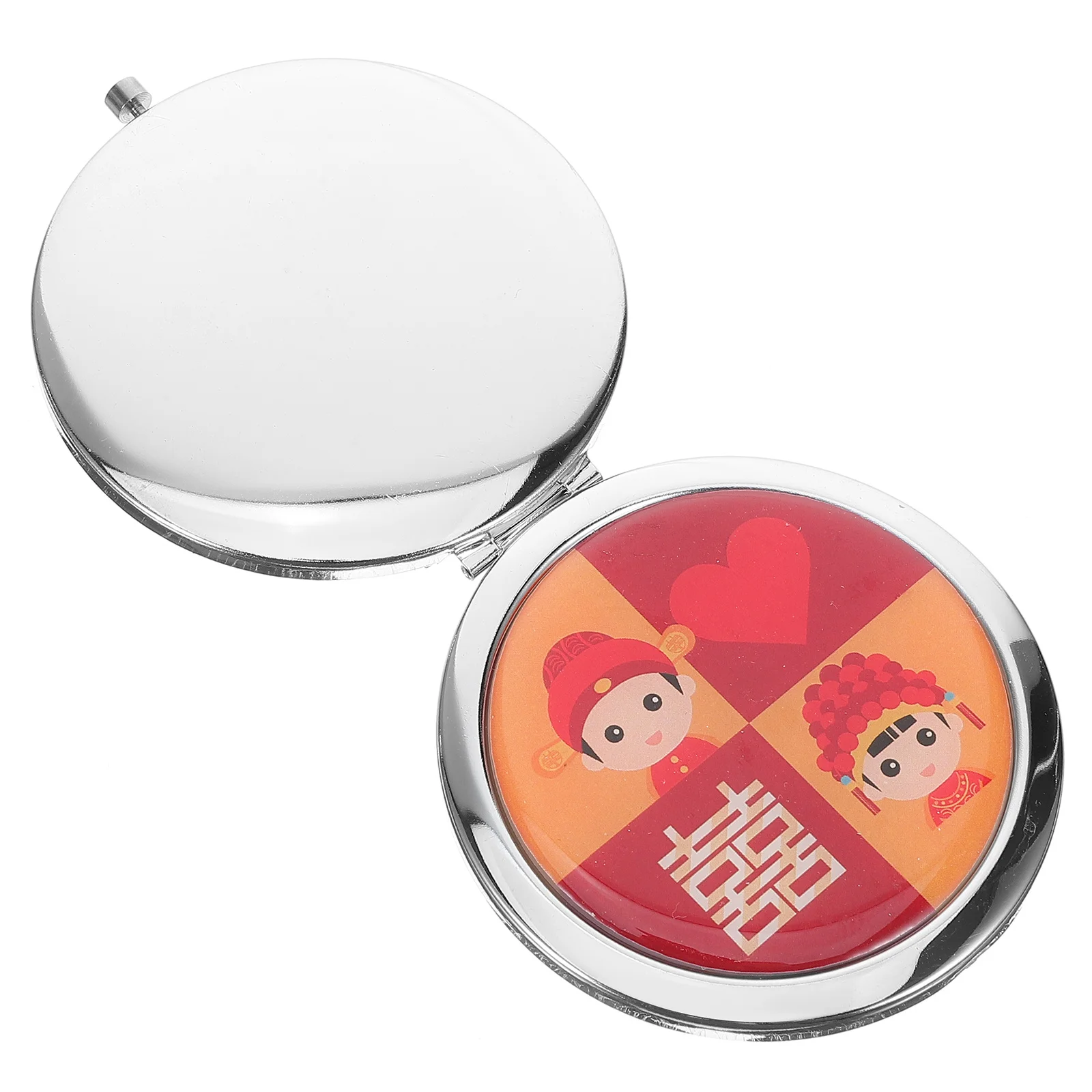 Niedlicher kompakter Handspiegel, Hochzeitsthema, HD, kleiner tragbarer Schminkspiegel für Frauen, Reise-Geldbörse, Tasche, dekorativ