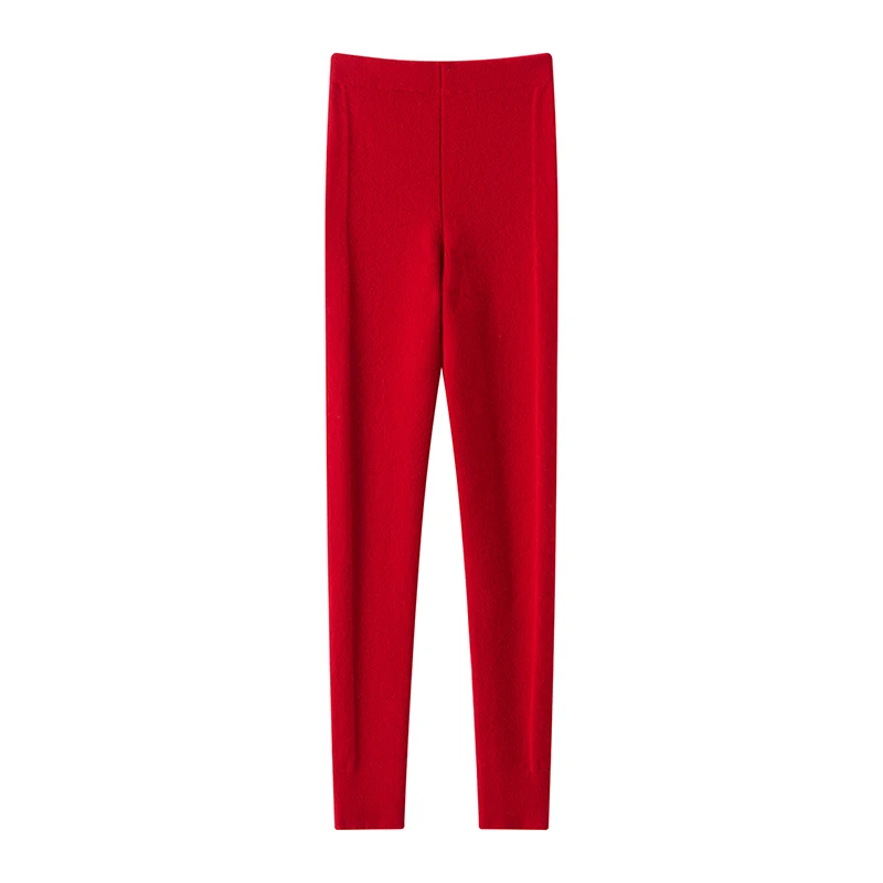 FRSEUCAG  Hot selling new women's knitted 100% cashmere leggings, slim fit and warm, solid color women's long cashmere leggings
