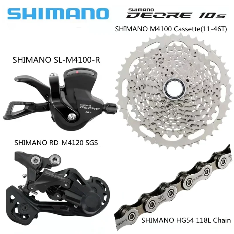 

SHIMANO DEORE 10 speed Groupset include M4100 Shifter M4120 Rear Derailleur Cassette42/46T and CN-HG54 Chain Bike Parts