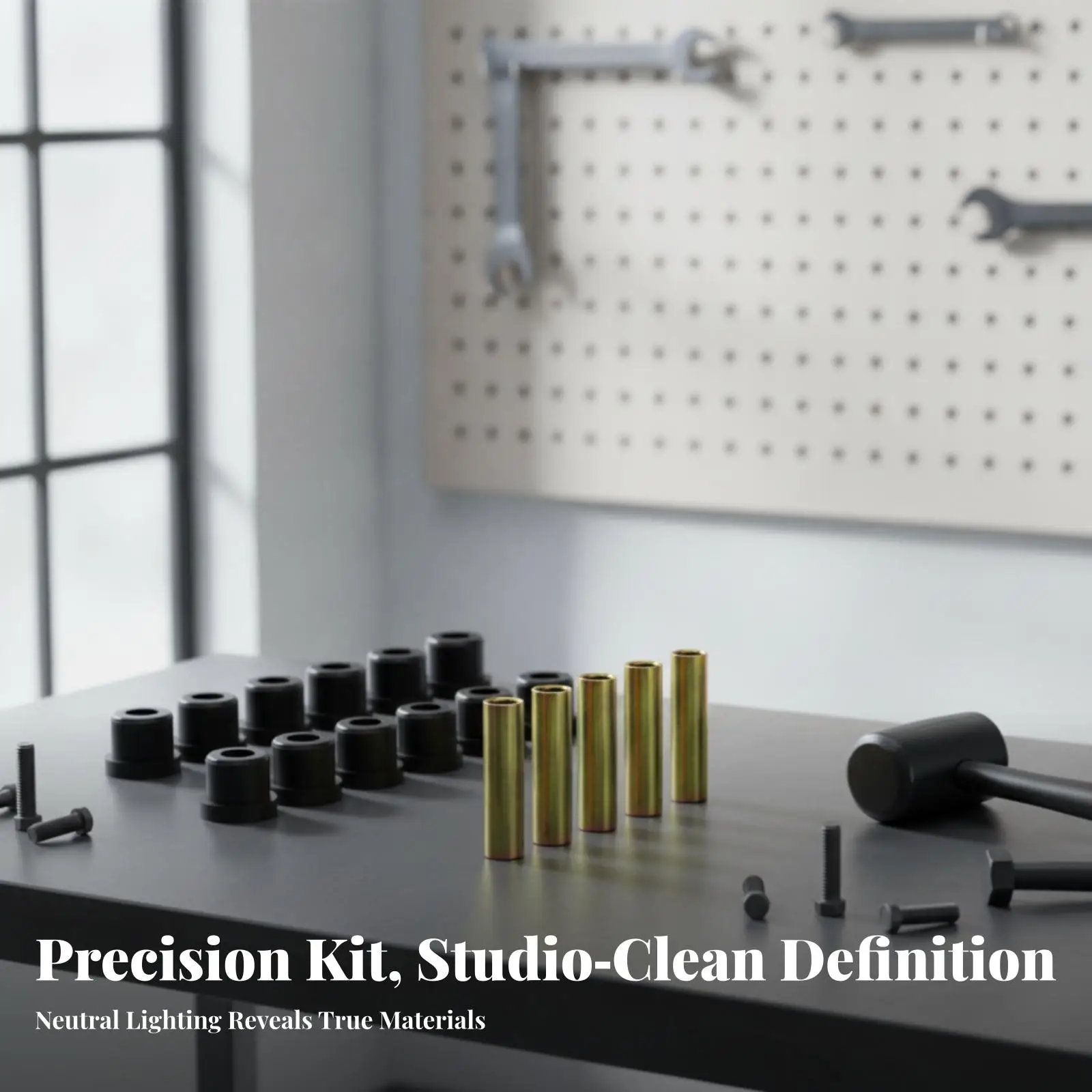 Heavy Duty Plastic Suspension Bushing Sleeve Set with Flanged Rubber Bushings for Truck Leaf Spring Restoration and Vibration
