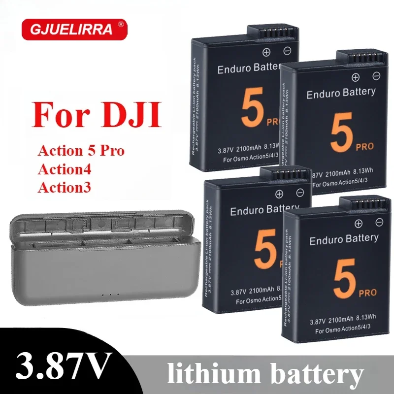 3.87V 2100mAh For DJI Osmo Action 5 Pro Action 4 Camera Battery Batteries And Charger For DJI Osmo Action 4/3 Accessories