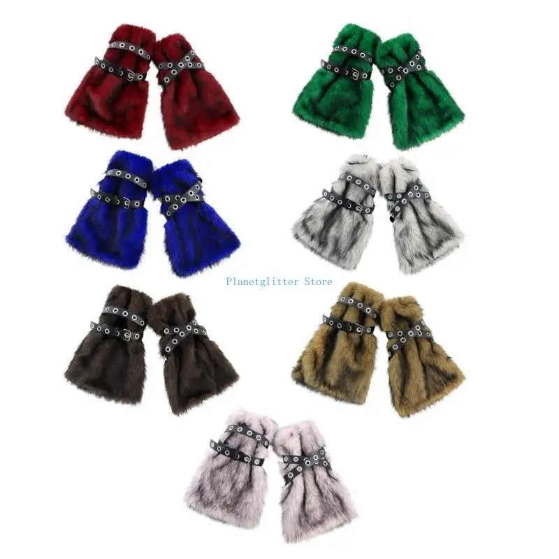

652B Harajuku Boot Toppers для женщин готические кожаные ремешки нечеткие ноги