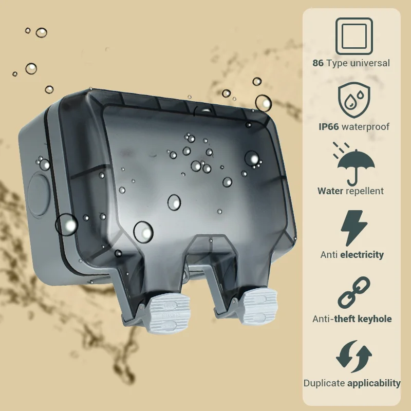 Avoir IP66 Waterproof Dustproof Power Socket 146 Type Dual French Standard Plugs Outdoor Electrical Outlet With Usb Charger Port