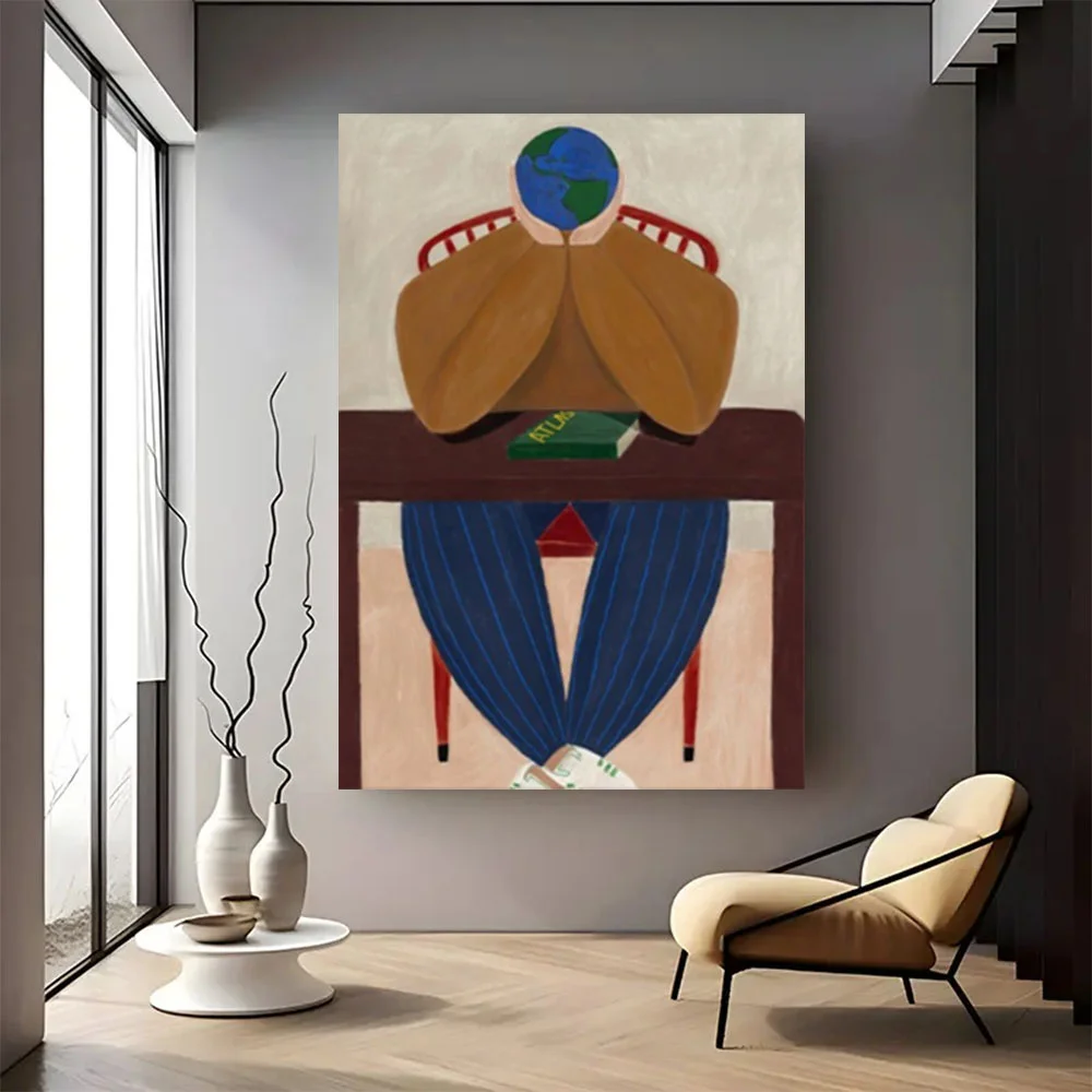 100% hand drawn readers abstract oil painting original wall painting home living room decoration paint interior aesthetics