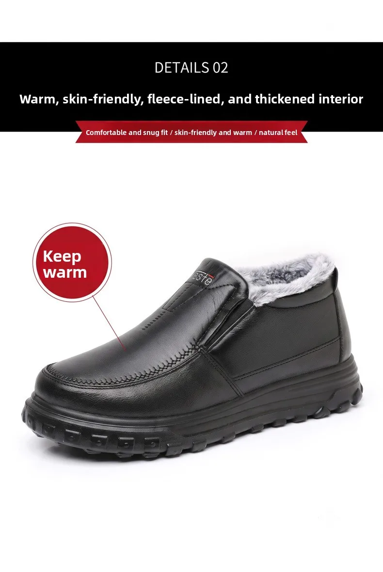 Herren Winter Slip-On Schuhe Wasserdicht Dick Plüsch Gefüttert Warme Casual Loafer Rutschfeste Plattform Schneestiefel – Detail 11