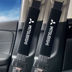 2pcs Suede Leather Seat Belt Cover Car Accessories Car Shoulder Pad Seat Belt For Mitsubishi Outlander Lancer EX ASX Pajero L200