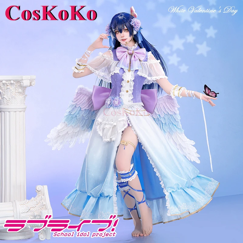 CosKoKo Sonoda Umi Cosplay Anime LoveLive Costume White Valentine's Day Angel Sweet Dress Halloween Party Role Play Clothing New