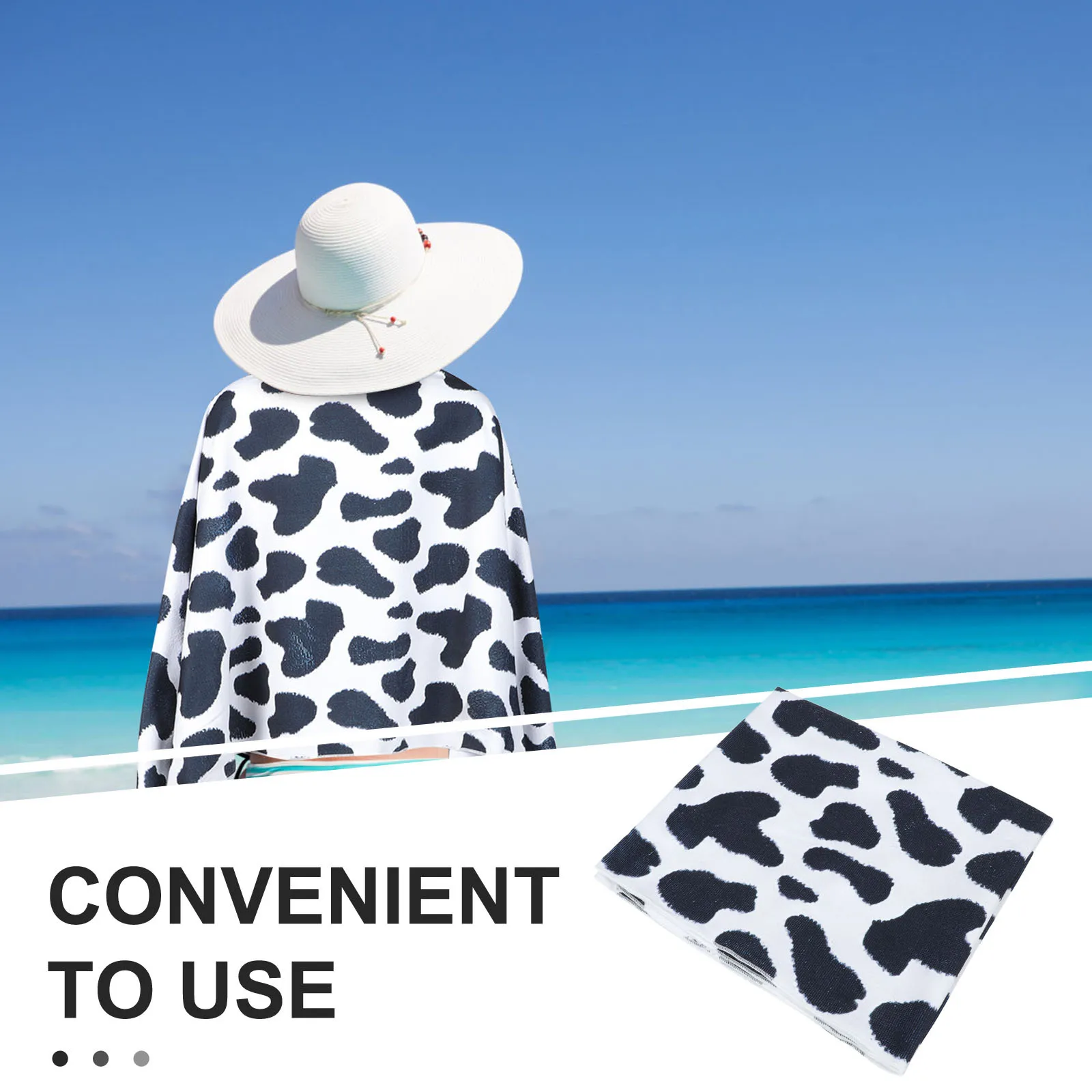 

Microfiber Beach Towel Cow Pattern Large Square Swimming Towel Quick-Drying Skin-Friendly Summer Beach Accessory