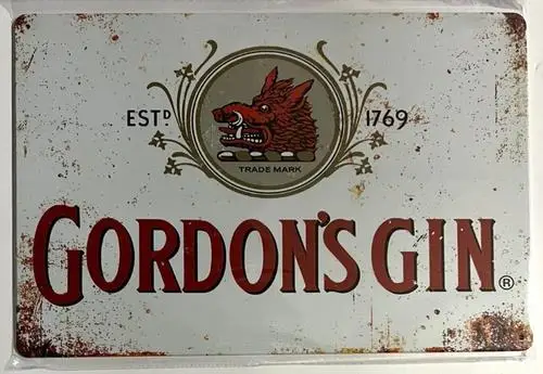 Gin Gordon's Est. Letrero Metálico Vintage 1769; ¡NUEVO!