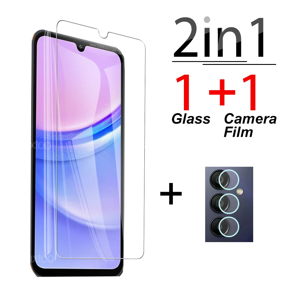 2in1 Tempered Glass For Samsung Galaxy A15 A25 A55 A35 5G Camera Lens Film For Samsung Galaxy A15 A05 A05s 4G HD Full Cover Film