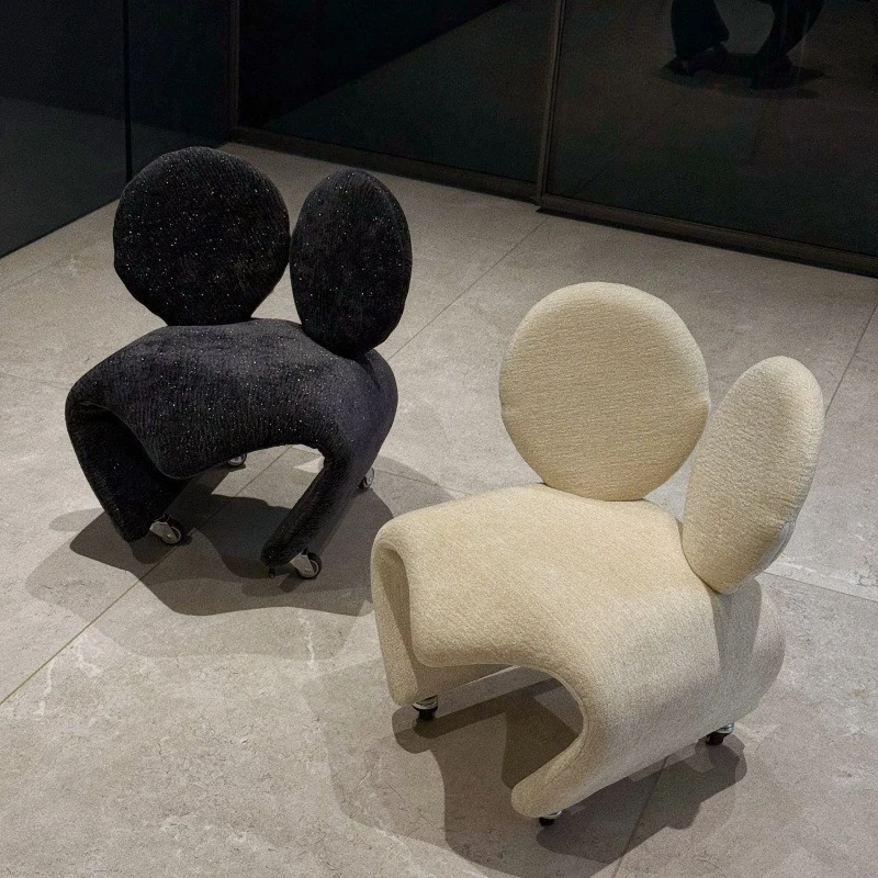 Minimalist Creative Chairs Casual Animal‑Eared Sofa Chair Living Room Caster‑Equipped Ottomans Villa Entryway Home Furniture