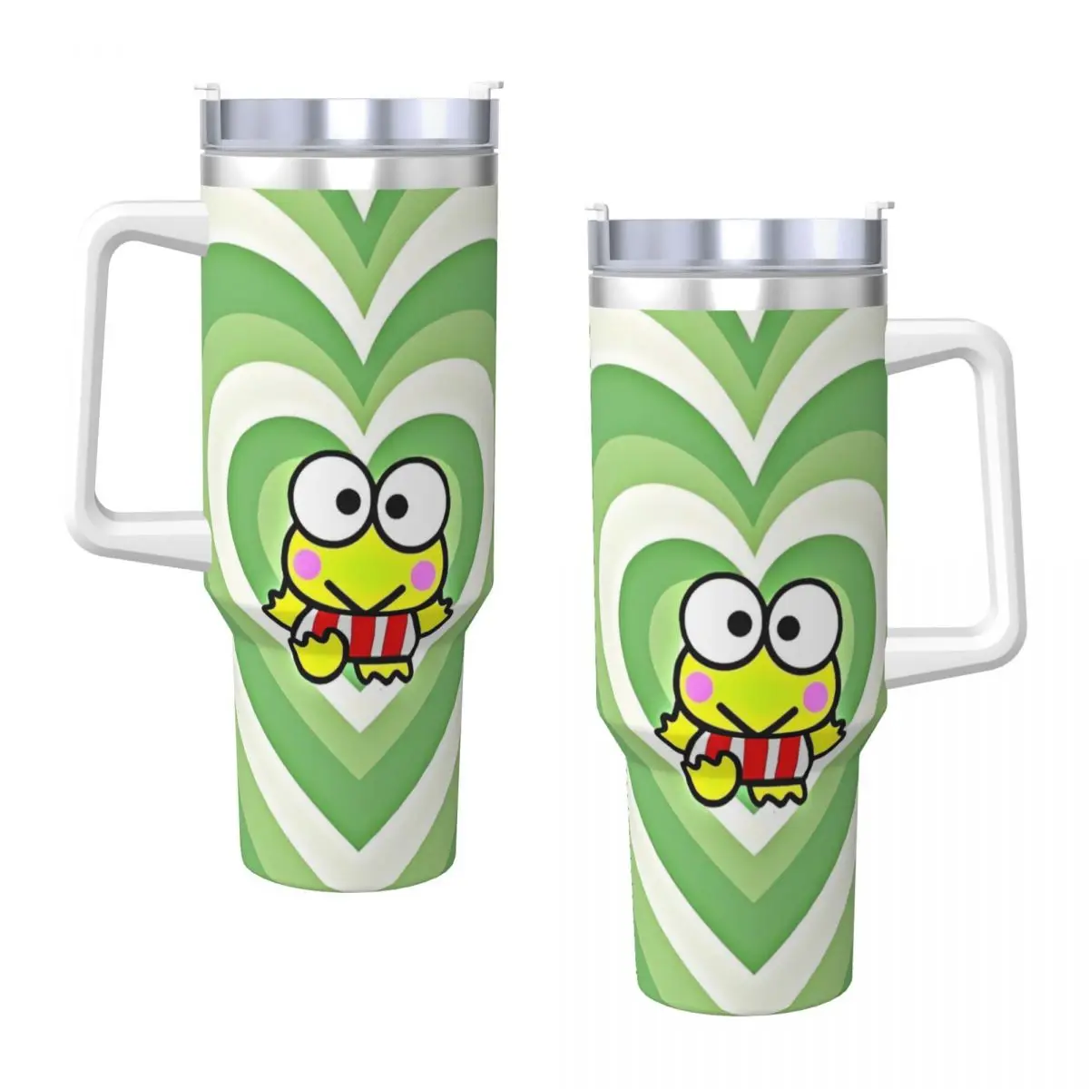 MINISO Keroppi Cartoon Car Mugs With Straws Driving Hot Drinks Water Bottle Portable Large Capacity Thermal Cups