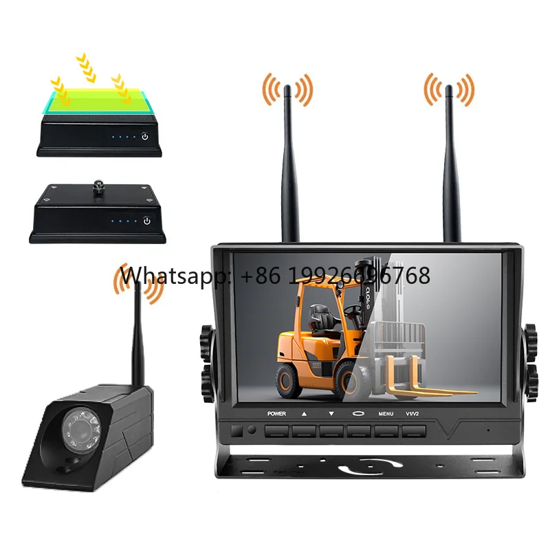 2.4G Wireless Forklift Backup Camera System-Industrial Shockproof HD Night Vision Rear View Monitor for Warehouse, Logistics