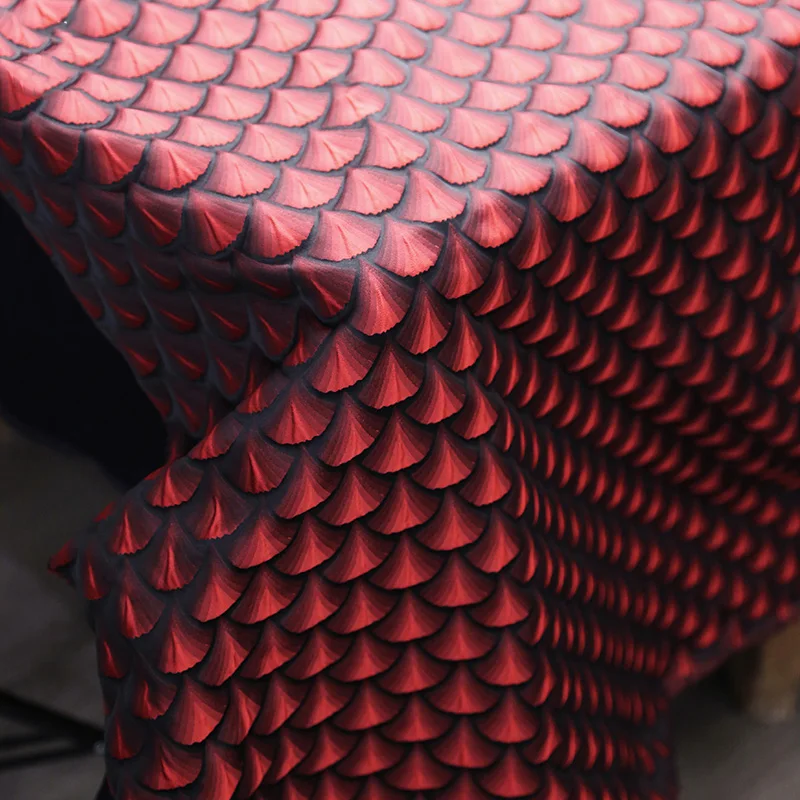 

50x160cm 3D Relief Embossed Scale Woven Satin Brocade Fabric Fan Shaped Texture Jacquard Designer Fabric DIY Dress Costume