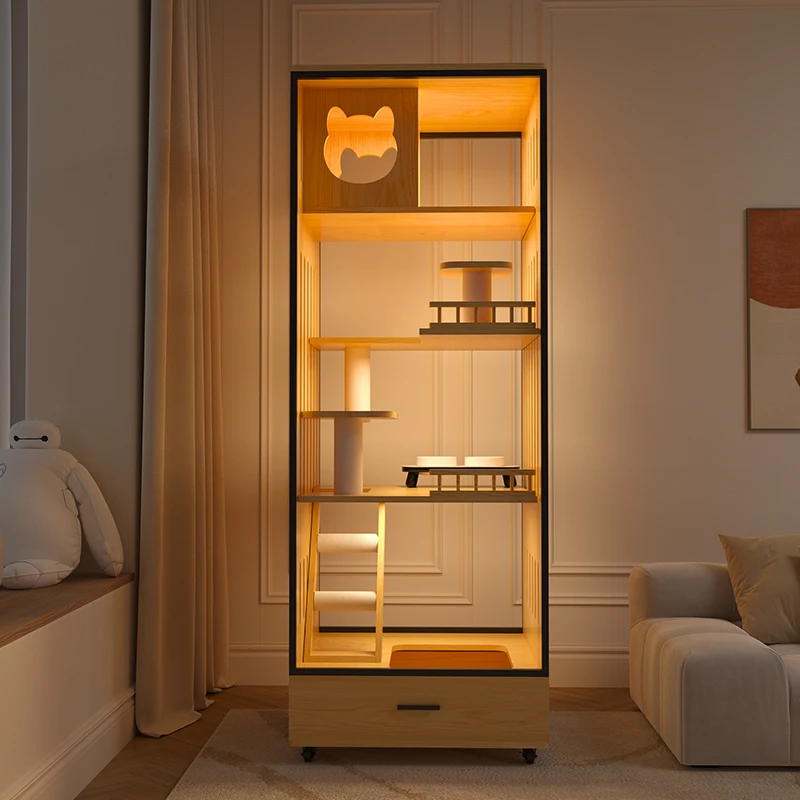 

Does not occupy an area of cat villa cat nest toilet integrated solid wood cage cage cabinet house