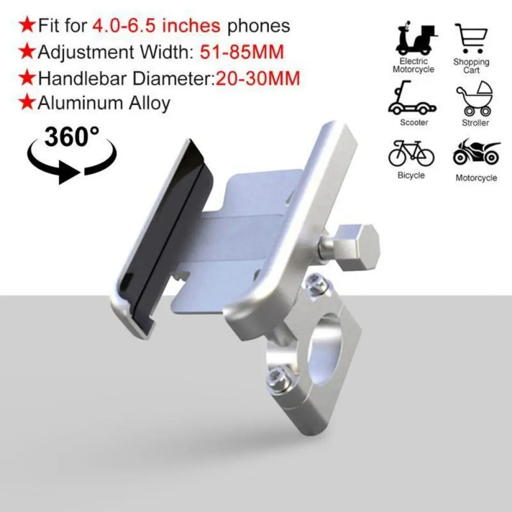 Durable Aluminum Alloy Bike Phone Holder 360 Rotation Bicycle Road Mobilephone Support Motorcycle Handlebar Accessories