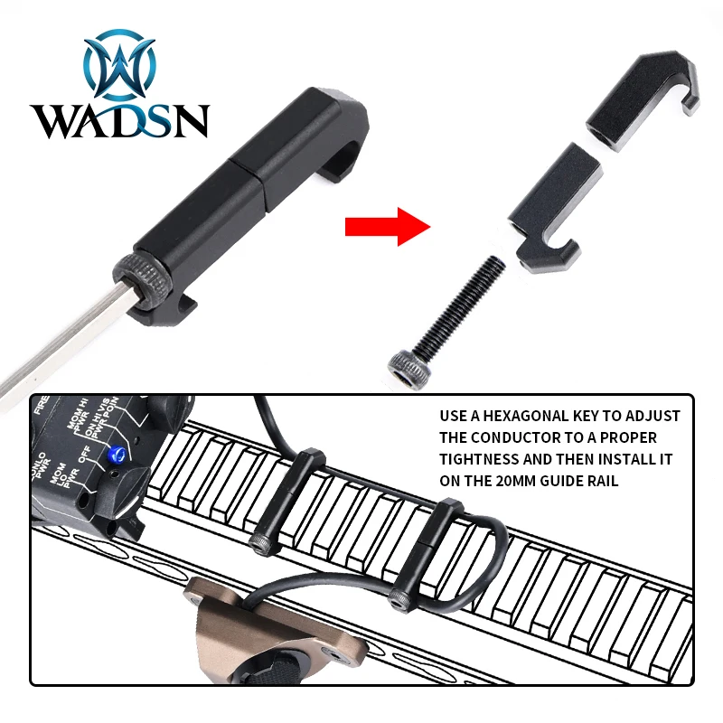 WADSN-sistema de gestión de cables AM WireGuide, compatible con riel Picatinny, Airsoft, interruptor de presión, botón de Clip de Cable
