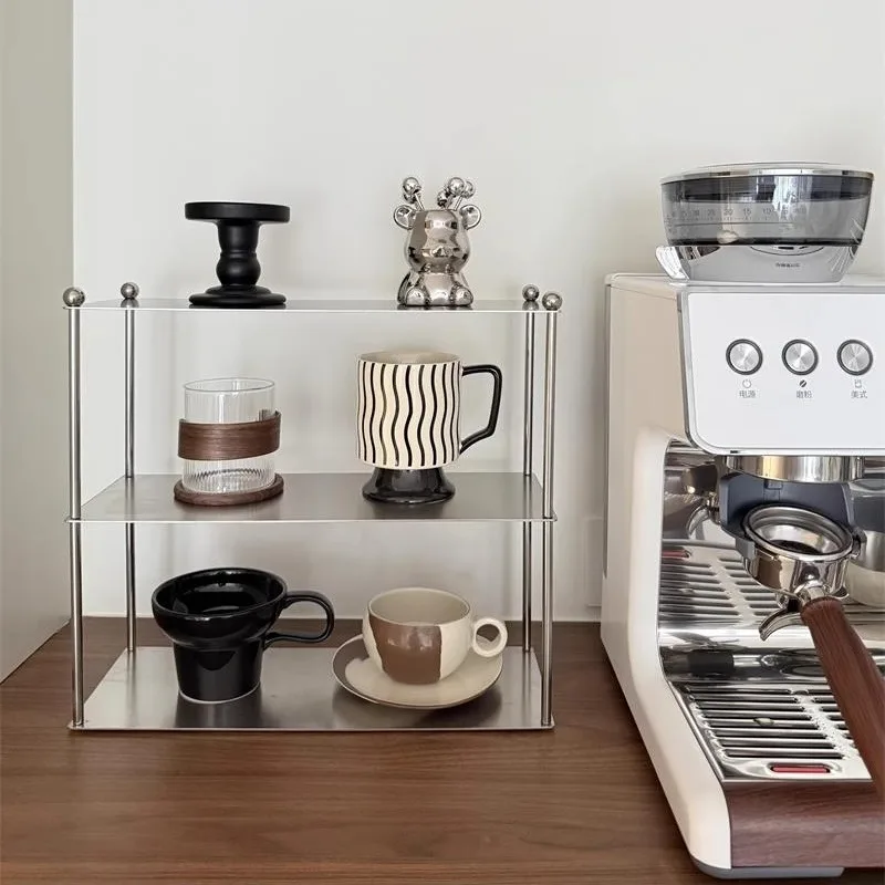 

Minimalist ins wind stainless steel multi-layer rack medieval cup holder desktop finishing rack cosmetics aromatherapy storage