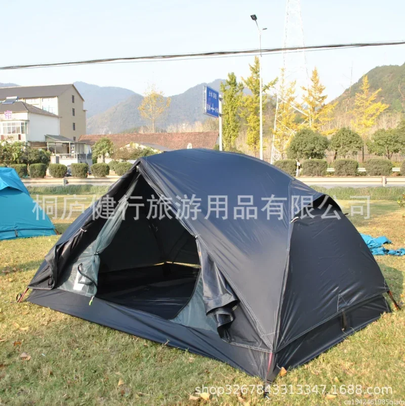 Black tent,Ultralight 2 Person 20D Silicone Nylon camping tent, Black 2 Person tent with footprint