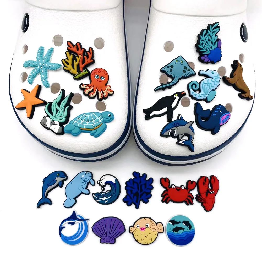 Sea Animal Collection Whale Shark Shoe Charms per zoccoli sandali decorazione accessori per scarpe Charms per regali di amici