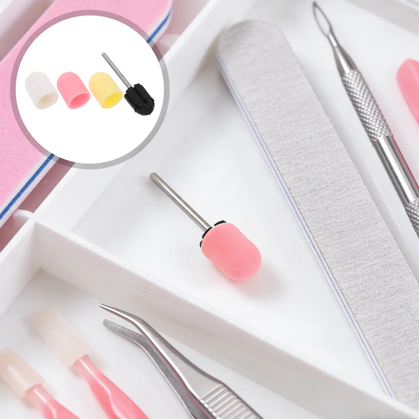 

30Pcs Professional Nail Drill Sanding Caps 180 Grit Precision Surface Prep Gel Removal Thick Toenail Refining Portable Quiet