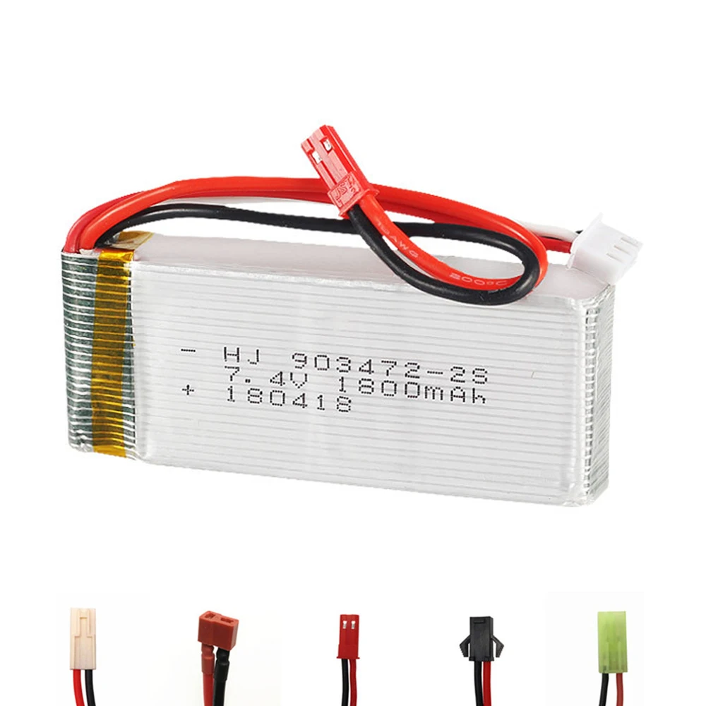 Batterie Lipo 7.4 JST/T/1800, 903472 V, EL-2P mAh, pour WLtoys L959 L969 L979 L202 L212 RC, jouet voiture, bateau Huanqi 955 RC, 7.4V