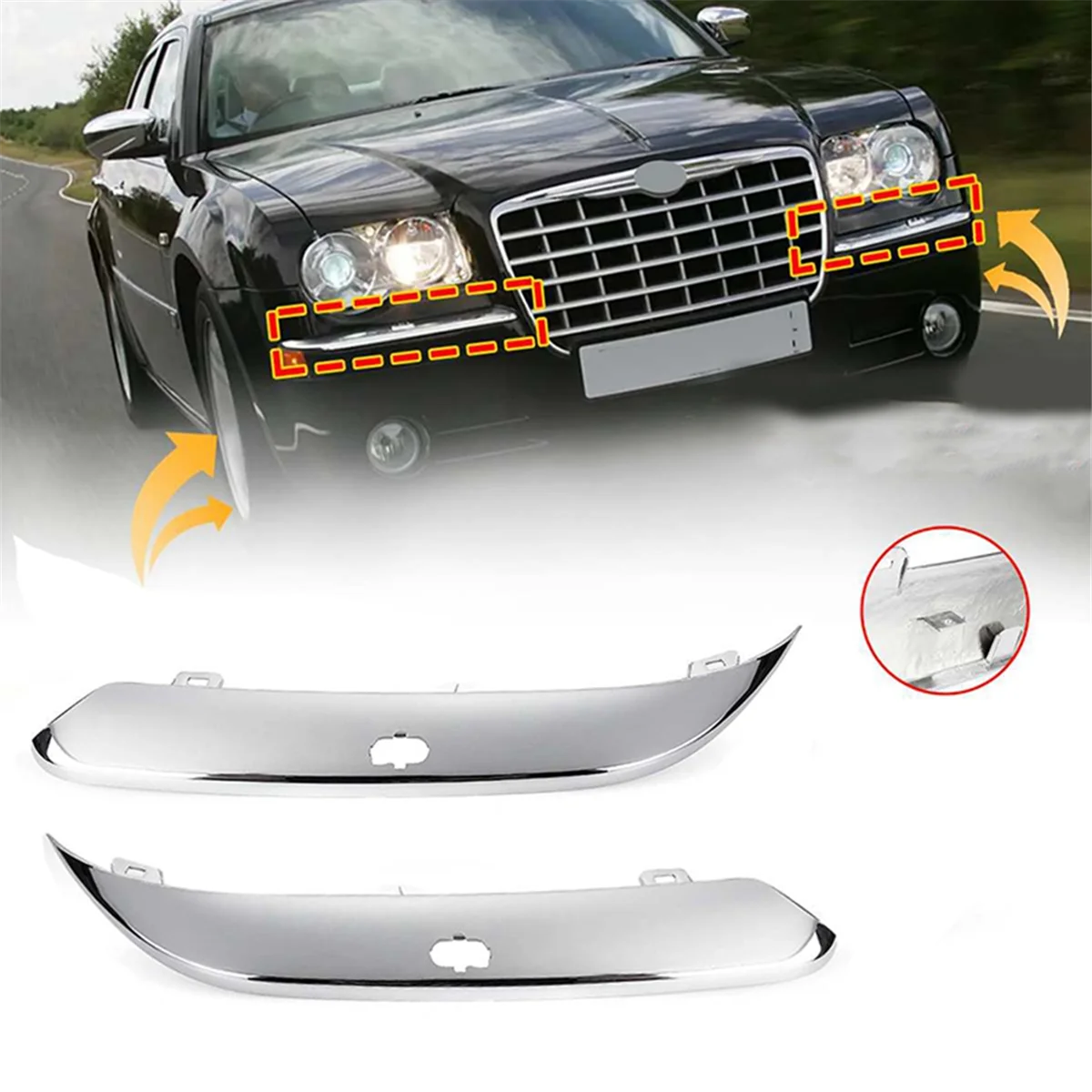 Front Bumper Lower Chrome Trim Strip Decorative Strip Cover W/Holes 04806124AA 04806125AA for Chrysler 300C 2005-2011