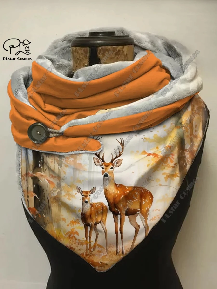 printed animal series cute giraffe elk sika deer pattern printed warm shawl scarf spring and winter small triangle scarf