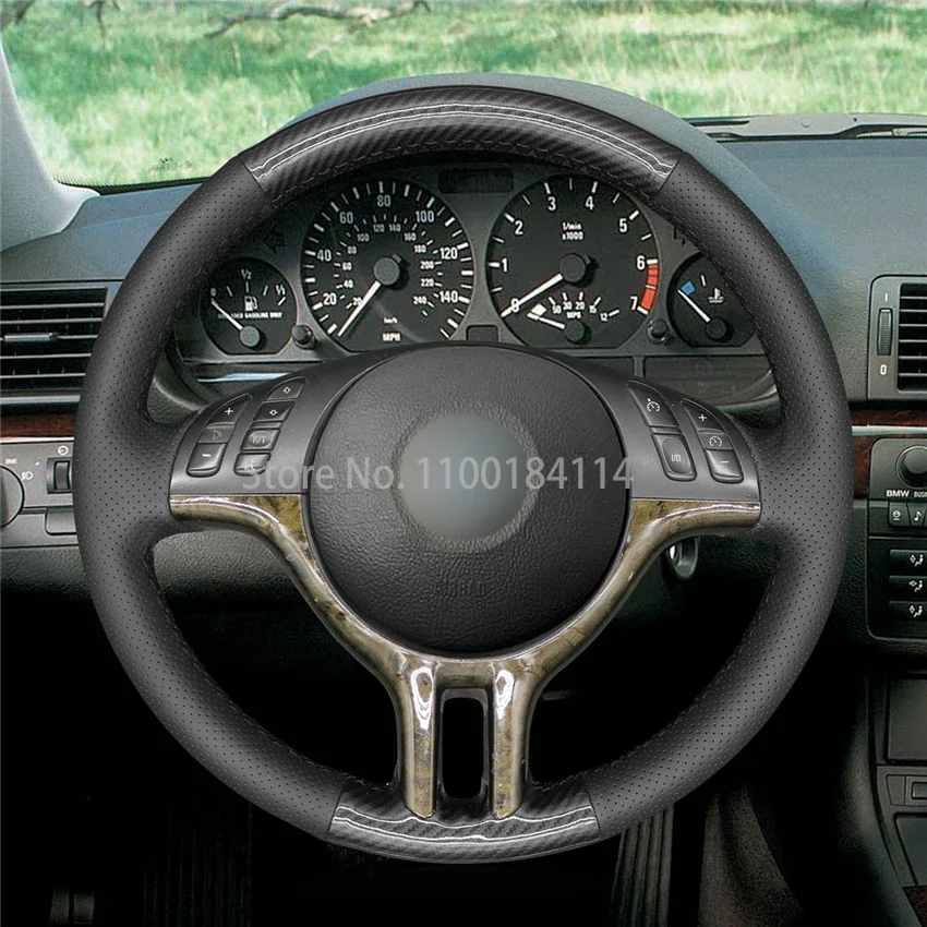 

Hand-Sewn Non-slip PU Carbon fiber Leather Car Steering Wheel Cover for Ford Mustang 2015-2020 Interior Accessories