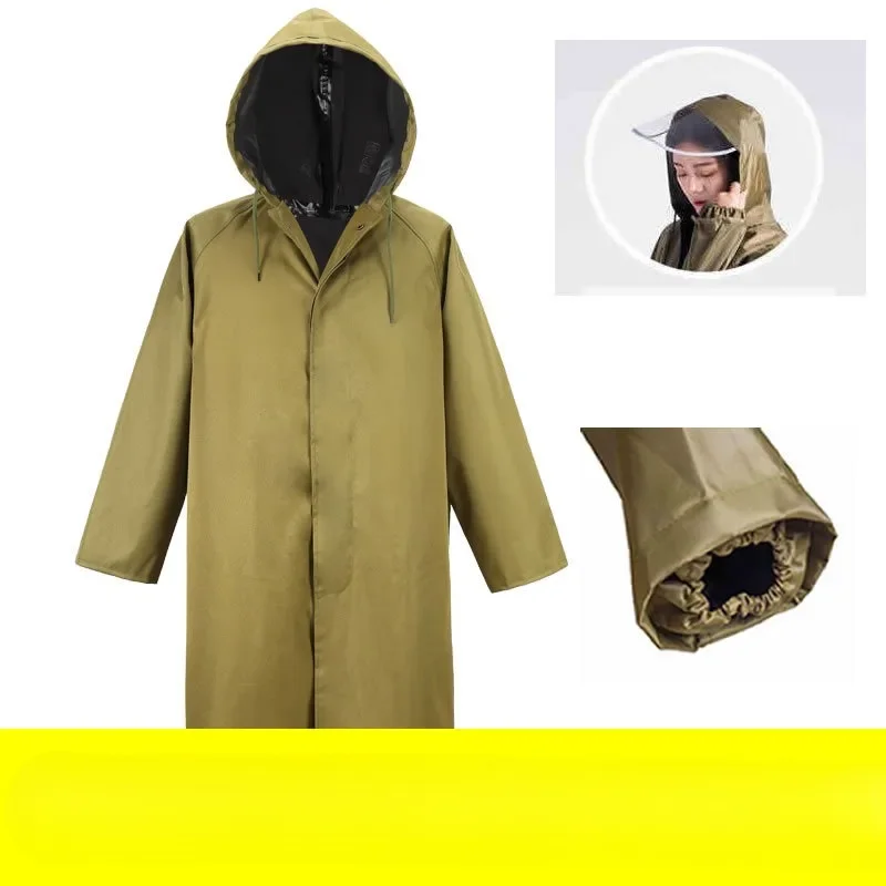 Hiking Construction Site One-piece Windbreaker Style Poncho Full Body Raincoat 2024 New Long Sleeved Canvas Thickened Outdoor