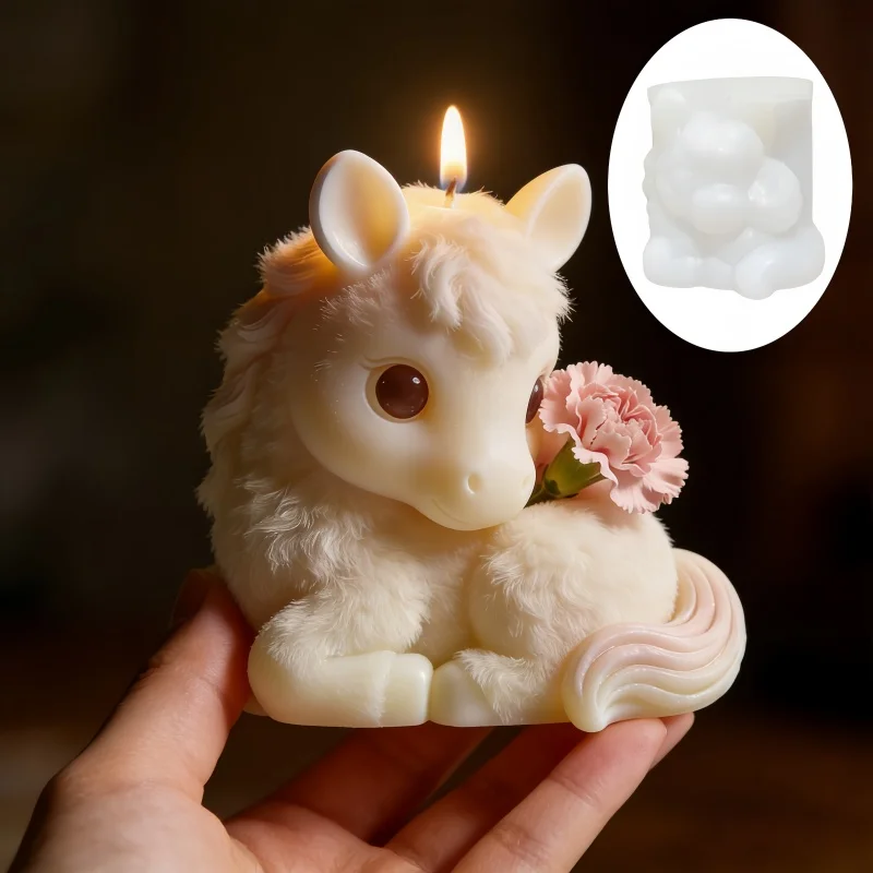 Molde de silicona para velas con forma de caballo, molde de resina de caballo agachado, molde de yeso de animal, regalo de Navidad y Halloween