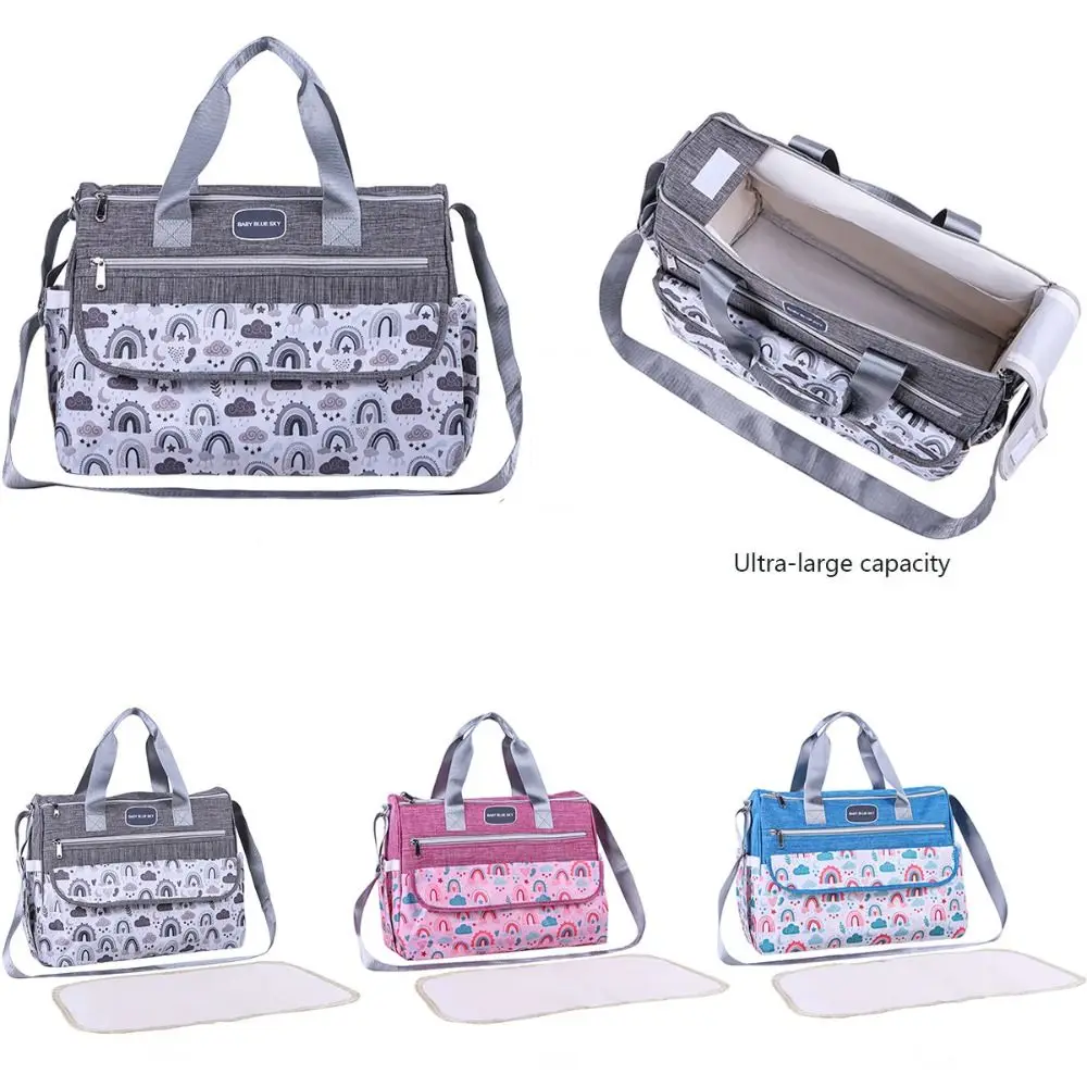 Durable Fashion Prints Single Shoulder Mommy Bag Large Capacity Lightweight Maternity Bag Portable Multi-pocket Nappy Bag