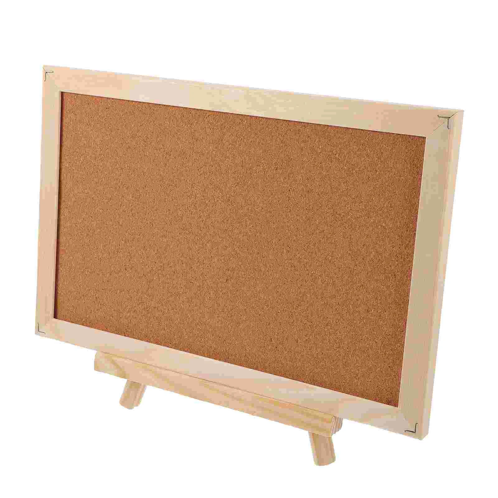 Wooden Frame Message Board Monitor Stand for Desk Memo Pine Display Cork Office Photo