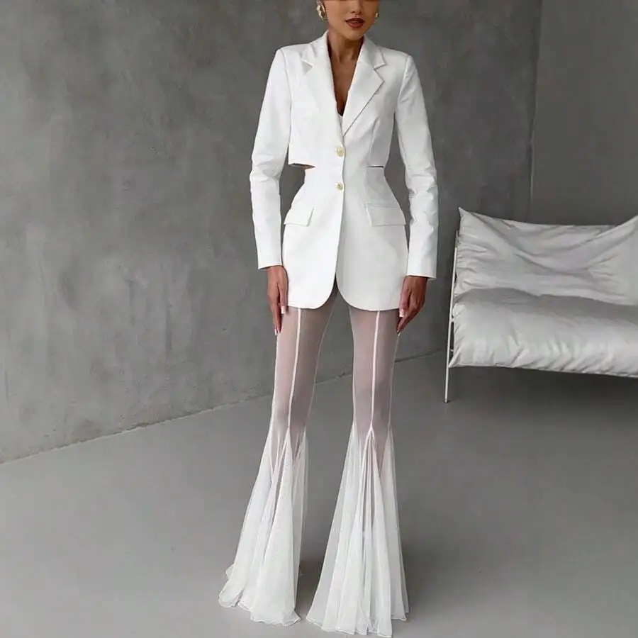 Y2K High Waist Mesh Patchwork Flare Pants