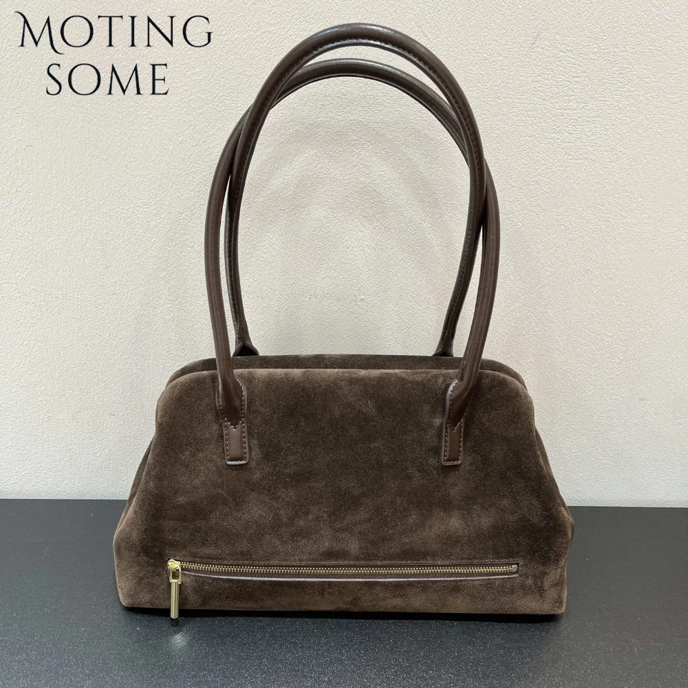 Motingsome Soft Suede Satchel Handbag Soft Women Underarm Saddle Bag Luxury Designer Matte Leather Clips Handbags 2026 New In