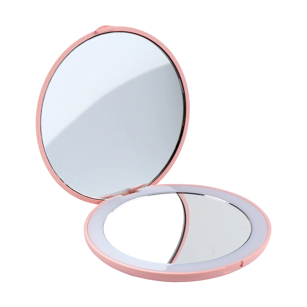 

Mini Hand Magnifier 10 Times Magnifying Makeup Mirror LED Light Abs Plastic Travel