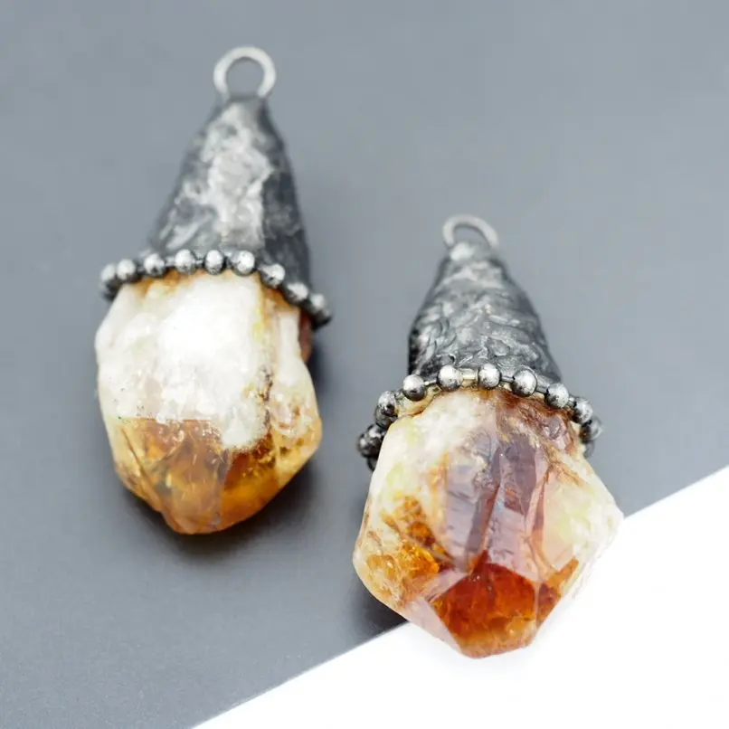 Raw Citrine Point Beaded Convertible Necklace Natural Citrine Crystal Minimal Layering Boho Witch Gemstone Jewelry