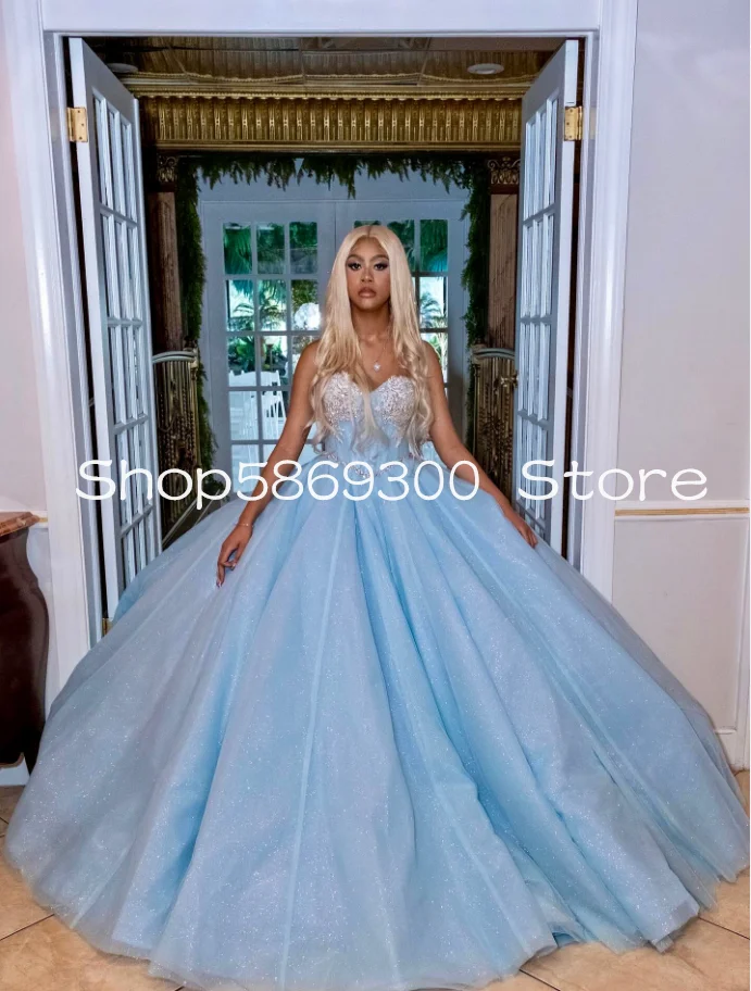 Sky Blue Sparkly A-…