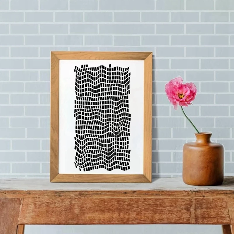 ลายฉลุสำหรับงานฝีมือลายจุดอิฐ12ชิ้นแบบผสมลวดลายศิลปะสื่อสำหรับวาดภาพบนการ์ด