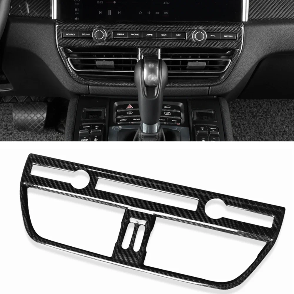 

New！For Porsche Macan 2018-2020 Real Car Carbon Fiber Center Console Air Outlet Vent Trim Auto Conditioner Cover Sticker Frame S