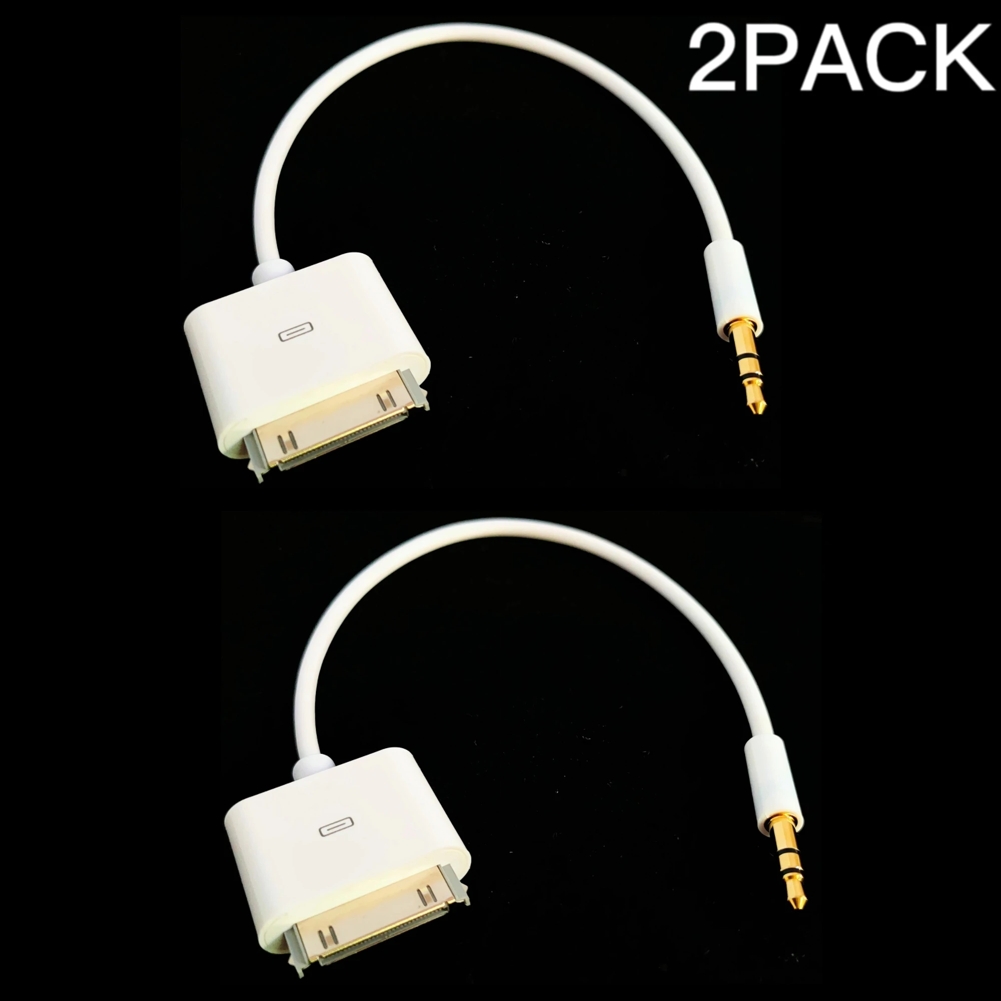 2PACK 20cm For iPod 30PIN Dock Connector to 3.5mm Stereo Input Adapter Plug for iPhone 3 4/iPad 1 2 3