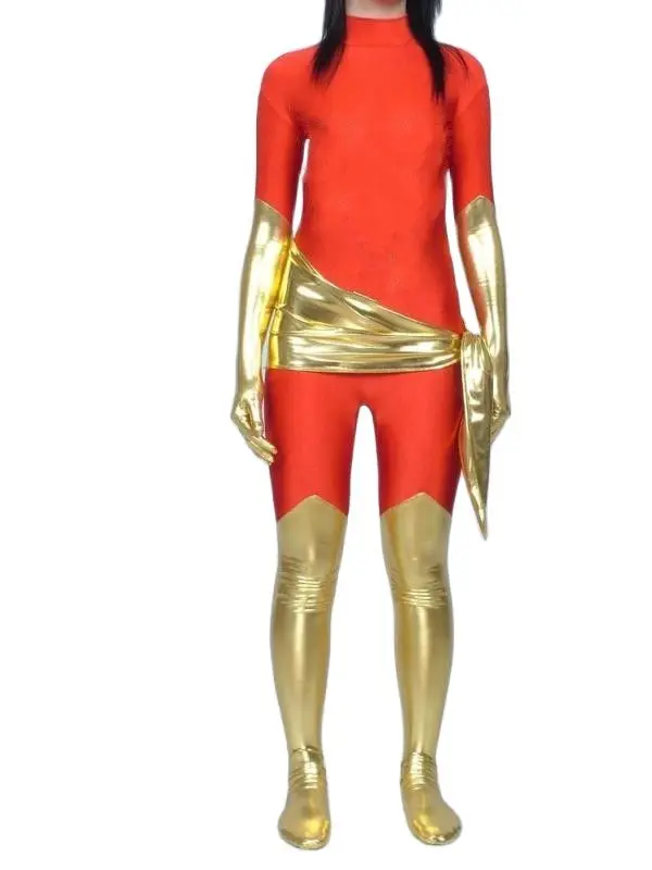 Rood En Glanzend Goud Cosplay Catsuit Meisjes Spandex Zentai Bodysuit Halloween Jumpsuit Unisex Outfit Feest Verkleedkleding