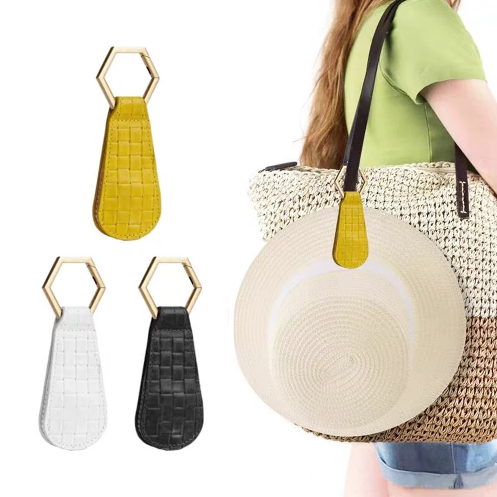 1pc Multifunctional Hat Clip on Bag PU Leather Woven Magnetic Anti-loss Storage Clamp Colorful Decor DIY Travel Backpack Outdoor