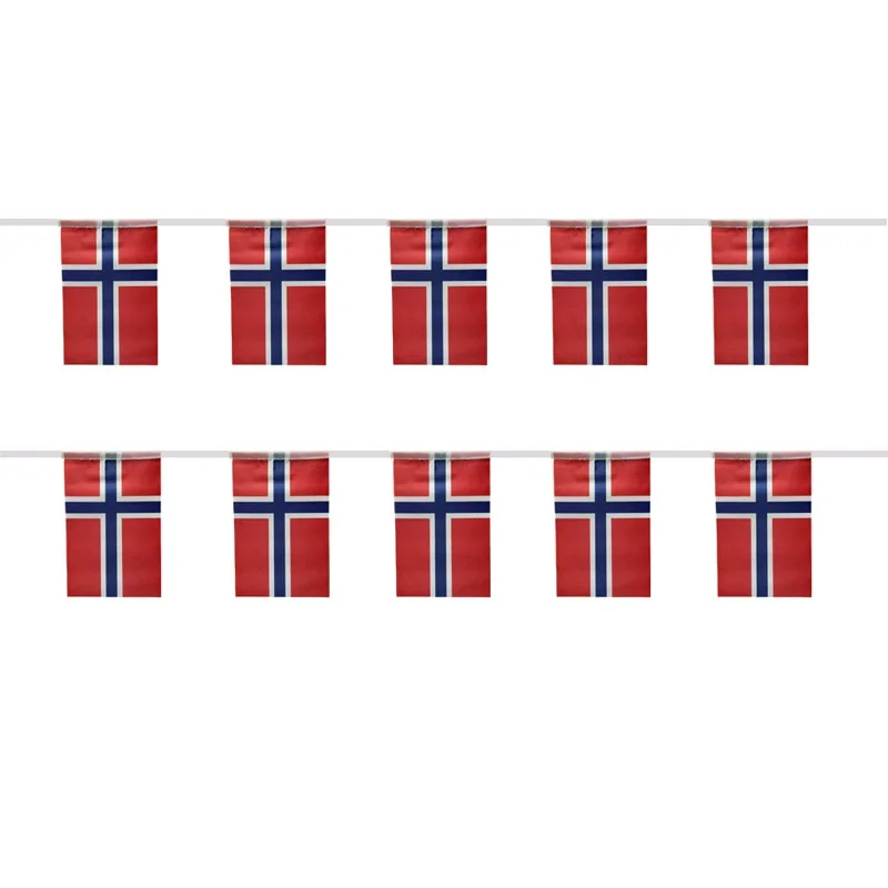 SKY FLAG Norwegen-Wimpelkette, 14 x 21 cm, 20 Stück/Lot, Norwegen-Schnurflaggen, Wimpelbanner für Festival-Party-Dekoration