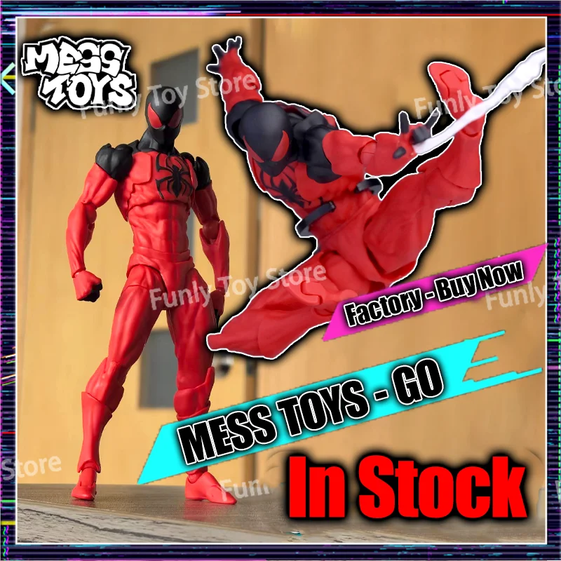 

In Stock Mess Toys Spider Man Black Suit Symbiote Scarlet Spider Kaine Parker Messtoys Spiderman Anime Action Figure Gifts Toys
