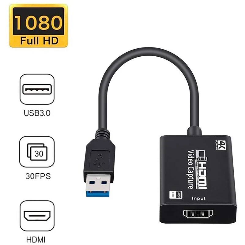 การ์ดจับภาพวิดีโอ2X ไปยัง USB 3.0 Full HD 1080P 4K การ์ดจับภาพสตรีมสดและบันทึก