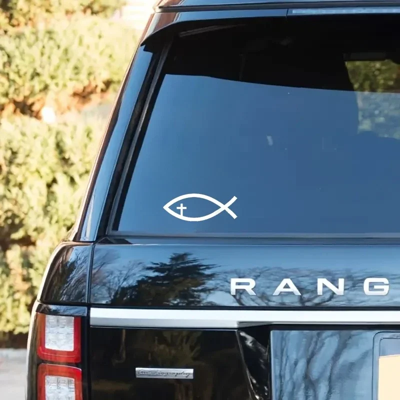 Fisch-Autoaufkleber – Jesus Ichthys Vinyl-Aufkleber für Auto, Laptop oder Tasse, religiöses Symbol, Geschenk, Glaube, Fensterdekoration