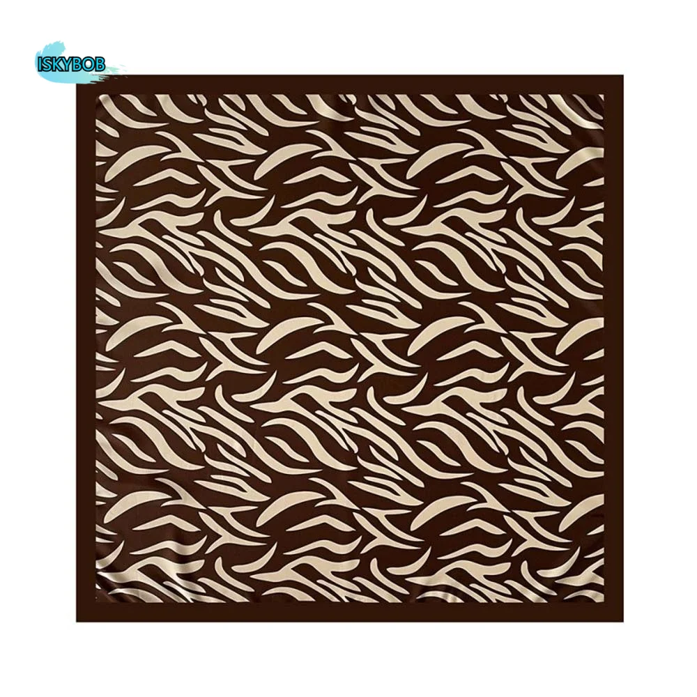 Patterned Shawl 90 CM Square Scarf Breathable Sunscreen Stripes Square Headscarf Headband Personalized Design Printed Silk Scarf