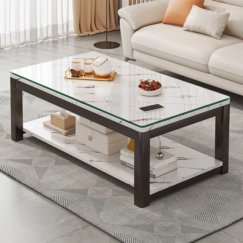 

A simple rectangular tea making table with tempered glass for living room, home, office, and small unit design