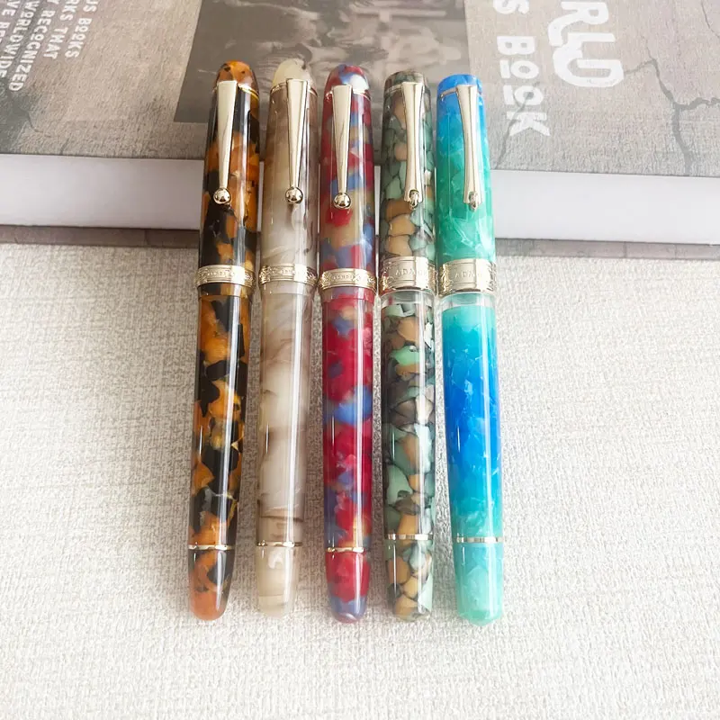 

ADMOK Classic 757 P20 Piston Fountain Pen No.6 BOCK Schmidt Nib Vintage Starry Black Resin Design Business Writing Gift Pen